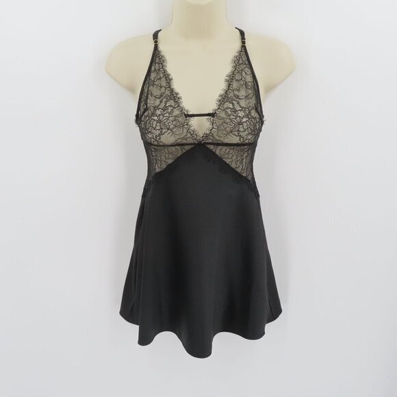 Victorias Secret Extra Small XS Black Sheer Lace Strappy Nightgown Sleep Shirt - Picture 11 of 11